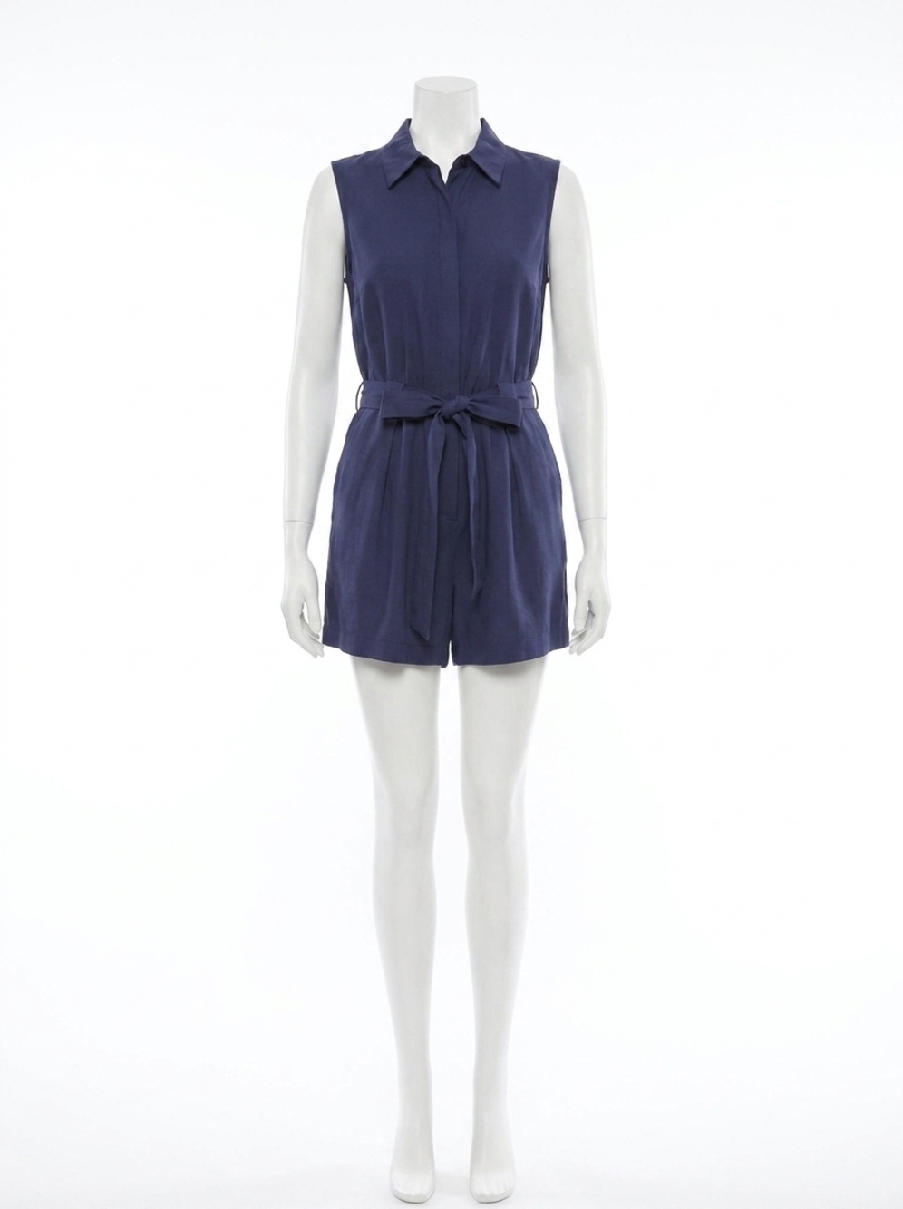 NEW SKIES ARE BLUE mira collared romper in soft indigo